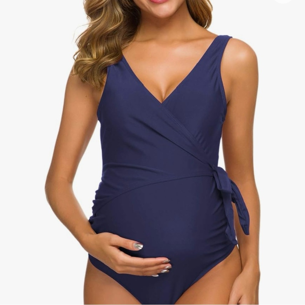 Tempotrek Maternity Navy Bowknot One Piece Swimsuit, Women's Size M, NEW‎